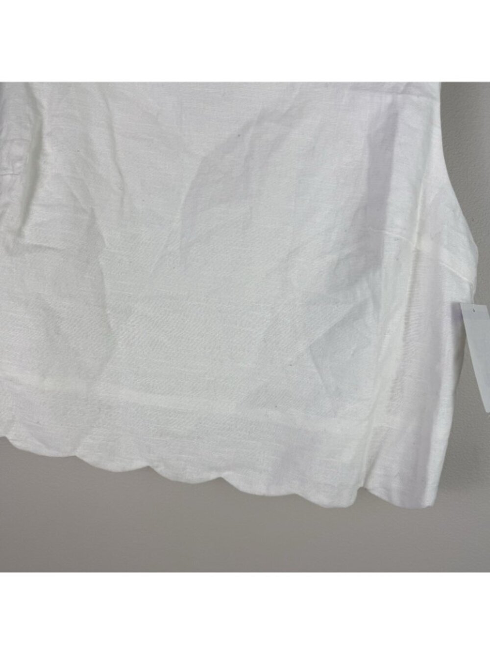 Petal And Pup White Linen Crop Top Tank Square Neck Scalloped Hem Size L - Picture 3 of 7